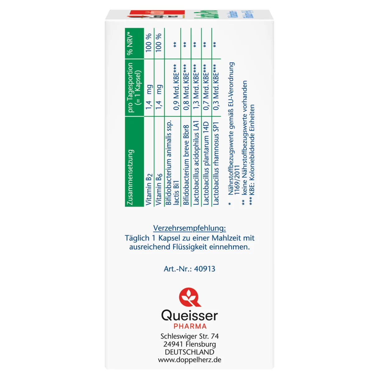 Abbildung der Produktverpackung Doppelherz aktiv Lacto-Pro Seitenansicht links